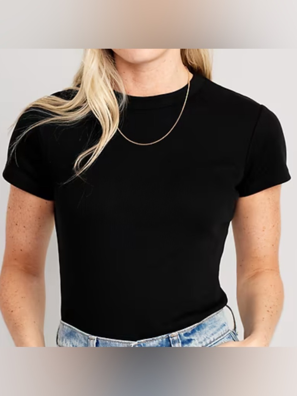 Old Navy Snug Ribbed Black Jack Short-Sleeve Cropped T-Shirt Size XL